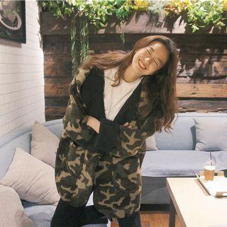 Camouflage Loose-fit Convestable Long Jacket