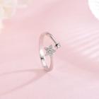925 Sterling Rhinestone Star Open Ring Rs324 - Silver - One Size