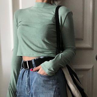 Mock Neck Long Sleeve Cropped Top