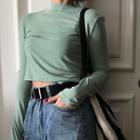 Mock Neck Long Sleeve Cropped Top