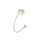Butterfly Chain Faux Pearl Alloy Earring 1 Pc - Rose Gold - One Size