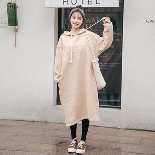 Letter Embroidered Hooded Oversized Dress