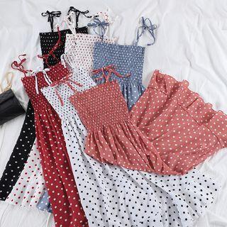 Dot Ruffle Suspender Skirt