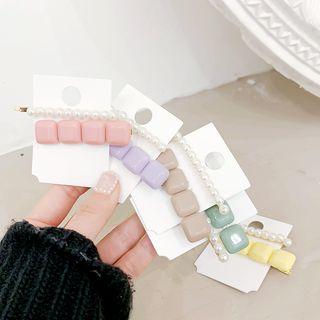 Set: Resin Square / Faux Pearl Hair Pin