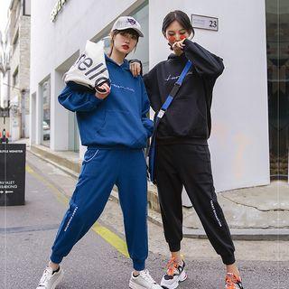 Couple Matching Lettering Hoodie/ Harem Pants