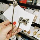 Faux Pearl Bow Chained Brooch As Shown In Figure - One Size