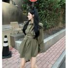 Tie-front Mini A-line Shirtdress / Shorts