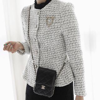 Round-neck Slim-fit Tweed Jacket