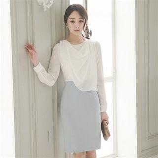 Flap-front Mock Two-piece Dress