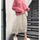 Long Sleeve Furry Knit Top / A-line Skirt