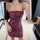 Floral Print Spaghetti Strap Mini Bodycon Dress