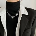Faux Pearl Pendant Layered Alloy Choker Silver - One Size
