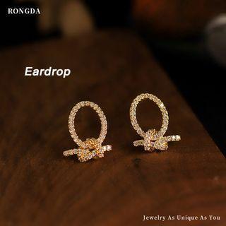 Zigzag Rhinestone Alloy Cuff Earring 1 Pc - Silver - One Size