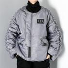 Shirred-sleeve Padded Jacket Gray - One Size