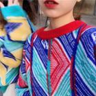 Color-block Geometric Pattern Sweater