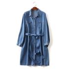 Long-sleeve Denim Midi Shirtdress