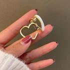 Heart Open Hoop Earring 1 Pair - S925 Silver - White - One Size