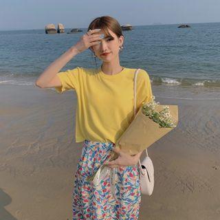 Round-neck Plain Knit T-shirt