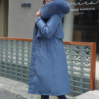 Furry Trim Hooded Midi Padded Coat