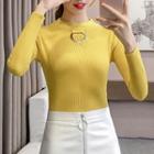 Long-sleeve Hoop Accent Knit Top