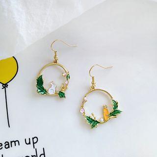 Rabbit & Carrot Non-matching Drop / Clip-on Earring