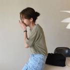 Set Of 2: Drop-shoulder Plain T-shirt