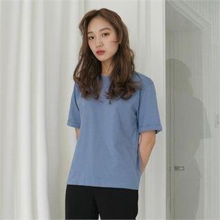 Cuff-sleeve Cotton T-shirt