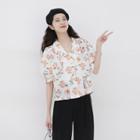 Lace Embroider Puff-sleeved Top As Shown In Figure - One Size