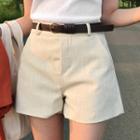 Flat-front High-waist Shorts With Belt