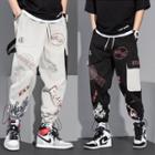 Print Drawstring-cuff Cargo Pants