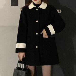 Faux Pearl Button Jacket Black - One Size