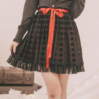 Dotted Mesh A-line Skirt