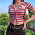 Double-headed Zipper Short-sleeve Knit Top