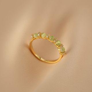 Rhinestone Bead Ring Gold - One Size