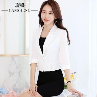 Set: Cropped Blazer + Plain Sheath Dress
