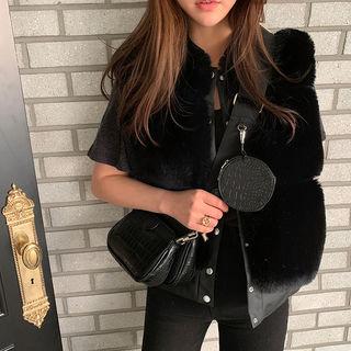 Snap-button Eco-fur Panel Vest