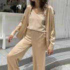 Set: Plain Shirt + Straight-leg Pants