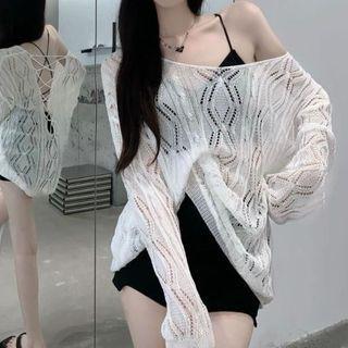 Off-shoulder Lace-up Back Sweater