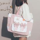 Two-tone Bow Crossbody Tote Bag