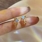 Faux Cat Eye Stone Alloy Earring Jml5033 - 1 Pair - Gold - One Size