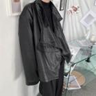 Asymmetric Faux-leather Oversize Jacket