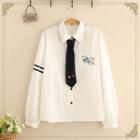 Long Sleeve Shirt With Rabbit Embroidered Tie
