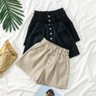 Elastic High-waist Wool Shorts