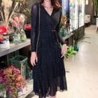 Long-sleeve Layered Mesh Dress