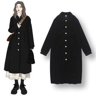 Puff-sleeve Midi Shirtdress / Midi A-line Skirt