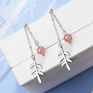 Faux Crystal Alloy Branches Dangle Earring Silver & Pink - One Size