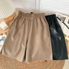 Faux-leather Straight-cut Shorts