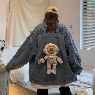 Bear Spaceman Accent Lettering Denim Jacket