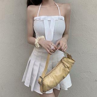 Sleeveless Halter Ribbon Top