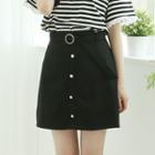 Button-down Belted Miniskirt